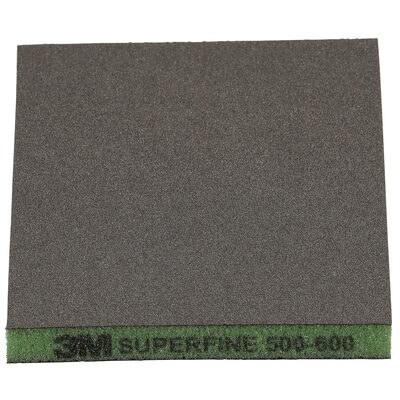 3M Two-Sided Sanding Sponge 23816, 124 mm x 98 mm (4.8 in x 3.8 in), Superfine 500-600, Green