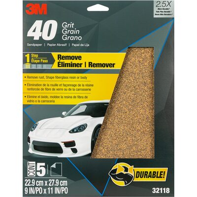 3M Sandpaper, 32118, 9 in x 11 in, 40 Grit