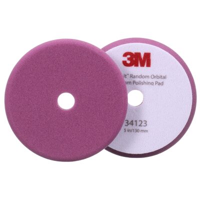 3M Perfect-It Random Orbital Foam Polishing Pad 34123, Fine, Purple, 5 in (130 mm)