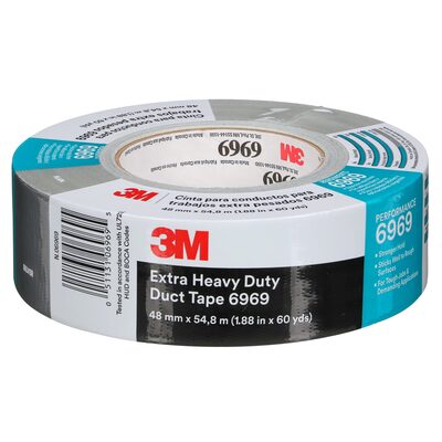 3M Extra Heavy Duty Duct Tape 6969, Silver, 48 mm x 54.8 m, 10.7 mil, Individually Wrapped Conveniently Packaged