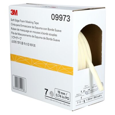 3M Soft Edge Foam Masking Tape 09973, 3/4 in x 115 ft (19 mm x 35 m)