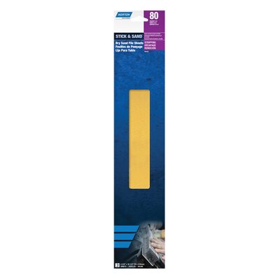 Norton 00322 H290 Series Stick and Sand File Sheet, 2-3/4 in W x 16-1/2 in L, P80 Grit