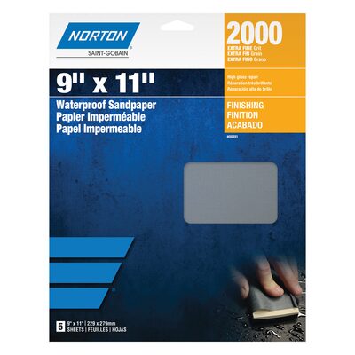 Norton Black Ice 00494 T401 Series Sanding Sheet, 9 in W x 11 in L, 1000 Grit, Ultra Fine Grade