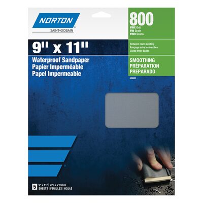 Norton Black Ice 00496 T214 Series Sanding Sheet, 9 in W x 11 in L, P600 Grit, Ultra Fine Grade