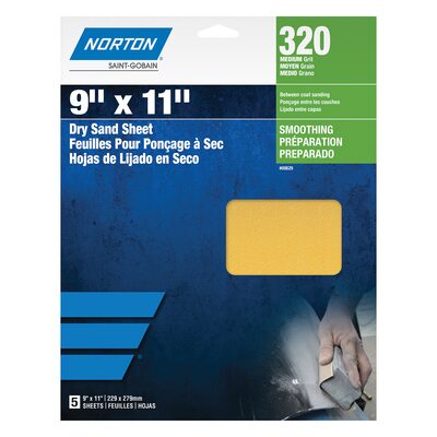 Norton Gold Reserve 00631 A296 Series Sanding Sheet, 9 in W x 11 in L, P180 Grit, Fine Grade