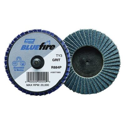 Norton Abrasives BlueFire R860 ZA Coarse Grit TR (Type III) Plastic Flat Mini Flap Disc