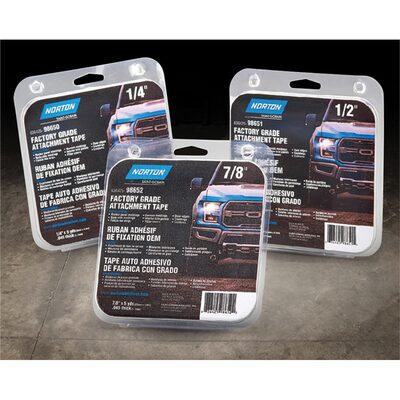 Norton 98651 Factory Grade Attachment Tape, 5 yd x 1/2 in x 0.043 in, Polypropylene Backing, Black/Blue
