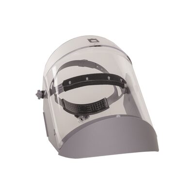 OBERON Face Shield with Ratcheting Headgear - Polycarbonate - Window: Clear Anti-Fog - With Lower Crown and Shield Extender
