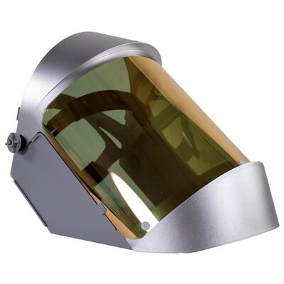 OBERON Face Shield with Ratcheting Headgear - Heat Reflective - Window: Clear Gold Anti-Fog - With Lower Crown and Shield Extender