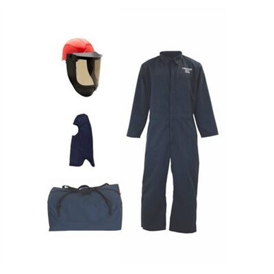 OBERON Bag Kit - Arc Flash - 12 Cal TCG2P - EZ Lift PPE - Comes With Coveralls, Hard Cap, Face Shield, Balaclava & Storage Bucket - Color: Navy Blue - Size: Small