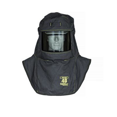 OBERON Hood with Hard Cap - Arc Flash - 40 Cal TCG - Color: Black - Window: True Color Grey (TCG)