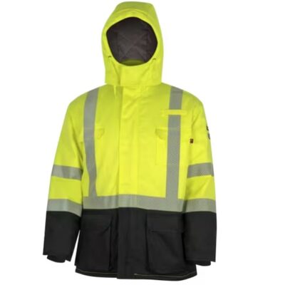 Oberon  Safety Parka - FR/Arc-Rated - PU/Cotton - Hi-Viz Yellow - Size: XL
