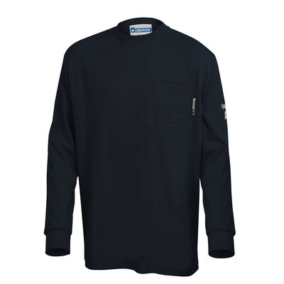 OBERON T-Shirt - 100% FR/Arc-Rated 7 oz Cotton Interlock - Long Sleeves - Navy - Size: S