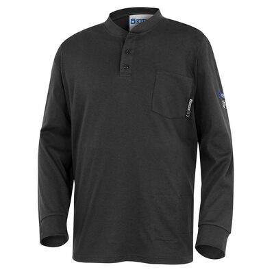 OBERON Henley Shirt - 100% FR/Arc-Rated 7 oz Cotton Interlock - Long Sleeves - Navy - Size: 3XL