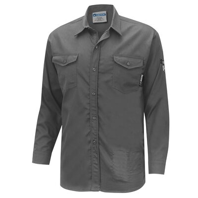 OBERON Button Up Shirt - FR/Arc-Rated 7.5 oz  88/12 - Grey - Size: 2XL