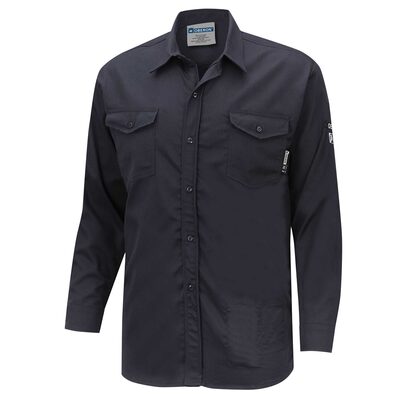 OBERON Button Up Shirt - FR/Arc-Rated 7.5 oz  88/12 - Navy - Size: S
