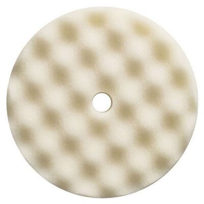 Presta 890171 Single Sided Heavy Cut Cutting Pad, 8-1/2 in Dia, Hook and Loop Attachment, Foam Pad, White