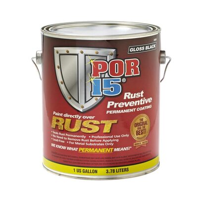 POR-15 INC 45001 High Performance Rust Preventive Coating, 1 gal Can, Gloss Black, 250 to 450 sq-ft/gal Coverage