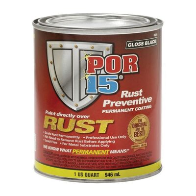 POR-15 INC 45004 High Performance Rust Preventive Coating, 1 qt Can, Gloss Black, 250 to 450 sq-ft/gal Coverage