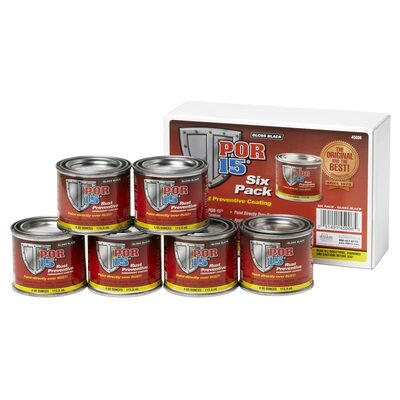POR-15 INC 45006 High Performance Rust Preventive Coating, 4 oz Can, 6/pk, Gloss Black, 250 to 450 sq-ft/gal Coverage