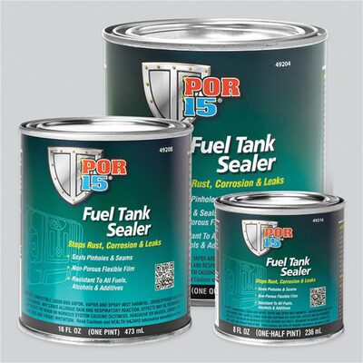 POR-15 INC 49208 Fuel Tank Sealer, 1 pt Can, Semi-Transparent Silver, 250 to 450 sq-ft/gal Coverage, 96 hr Curing