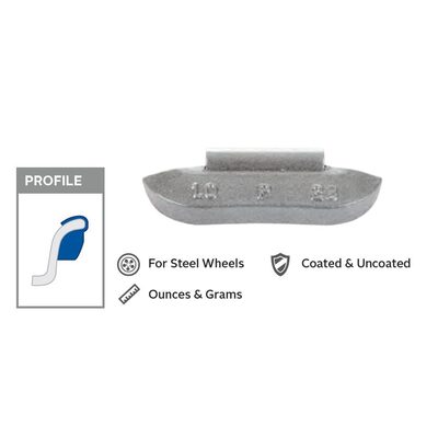 Wegmann Automotive 3 oz Lead Uncoated Clip-on P Black Series Wheel Weight (Box of 50)