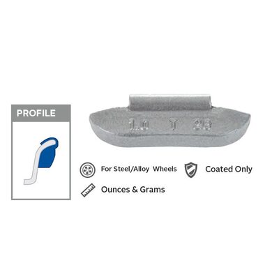 Wegmann Automotive 1 oz Lead Coated Clip-on TN Gray Series Wheel Weight (Box of 25)