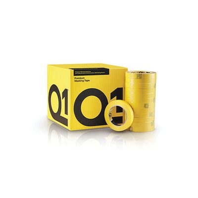 PPM Q1 Products MTQ118 Premium Masking Tape, 55 m x 18 mm, 125 um THK, 48/case, Sun Yellow
