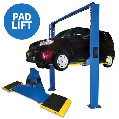 Rotary SPOA7 - 2- Stage Low Profile Two-Post Lift, Asymmetrical w/ Movable Pad (7,000 LB. Capacity)  70 5/8"  Rise