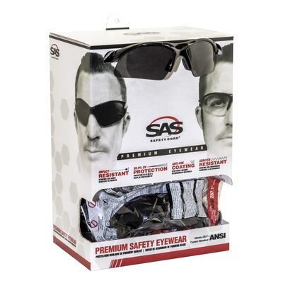 SAS Safety Diamondbacks Safety Eyewear - Dispenser - Black/Gray