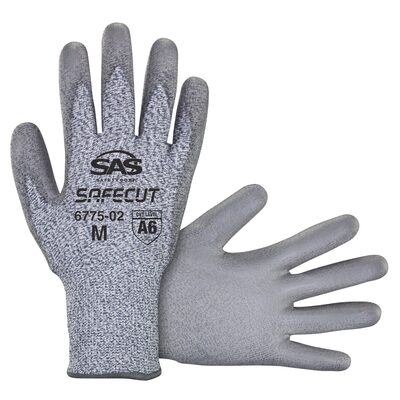 SAS Safety SafeCut HPPE Knit PU Coated Gloves - A6 Cut Level - X-Large