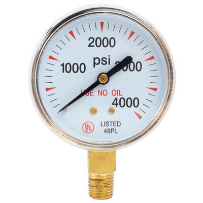 Shark Industries 2.5" All Gases-Gauge, 0.25" NPT, 0-4000 LBS