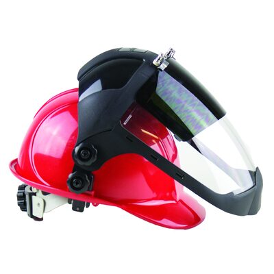 Sellstrom Face Shield - DP4 Series - 9" x 12.125" x 0.060" Window - Clear AF with Shade 5 IR Flip Visor - Universal Hard Hat Slot Adaptor Headgear