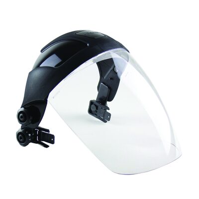 Sellstrom Face Shield - DP4 Series - 9" x 12.125" x 0.060" Window - Clear AF - Universal Hard Hat Slot Adaptor Headgear - with Chin Guard