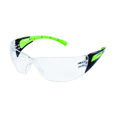 Sellstrom Safety Glasses - XM300 Series - Clear Lens - Black/Green Frame - Hard Coated