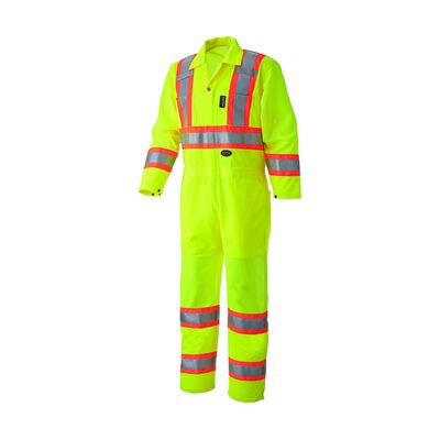 Pioneer Coverall - Hi-Viz - Traffic Safety - Color:  Hi-Viz Yellow/Green  - Size: XS