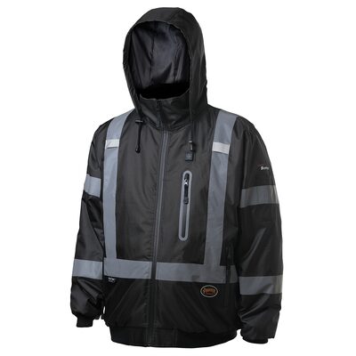 Pioneer Hi-Vis Heated Bomber Jacket  - Color:  Black  - Size: 4XL