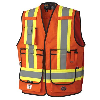 Pioneer FR Tech ARC Rated Surveyor Safety Vest - Color: Hi-Vis Orange - ANSI/ISEA 107-2020 Class 1 Type O - Size: 5XL