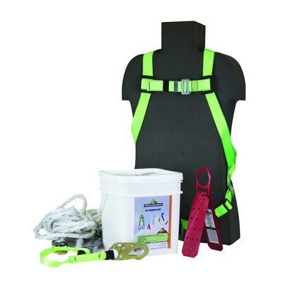 PeakWorks RK6 Series Reusable Roofer's Kits: Harness, Rope Grab, 50' Vertical Lifeline, Roof Bracket