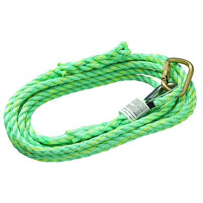 PeakWorks Premium Vertical Lifeline - Carabiner & Back Splice - 200' (61 m)