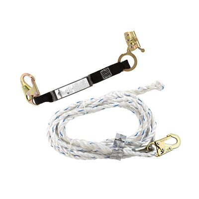 PeakWorks Standard Vertical Lifeline, 5/8" Rope - 25 FT - Snap Hook and Back Splice / Rope Grab