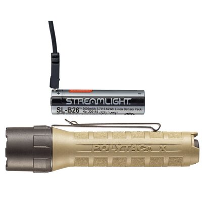 Streamlight PolyTac X USB - Includes SL-B26 Battery Pack - Clam - Coyote