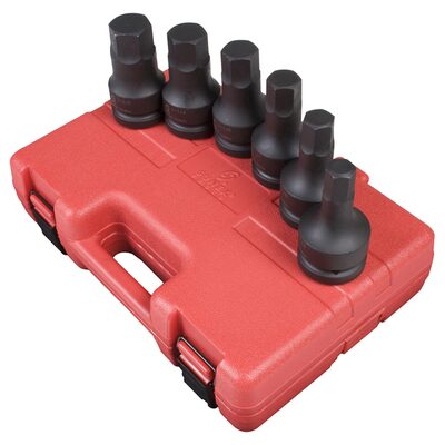 SUNEX 6 PC 1" DR SAE HEX DRIVER IMPACT SET