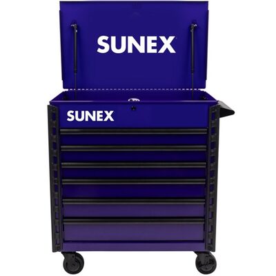 SUNEX TOOLS 34-inch 6 DRAWER PREMIUM SERVICE CART - PURPLE