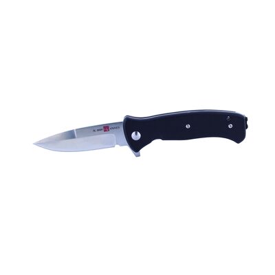 SUNEX AL Mar SERE 2020 G Assisted Open Liner Lock D2 3 Inch Satin Finish Plain Edge Talon Blade with G10 Handle Tactical Folding Knive - Black