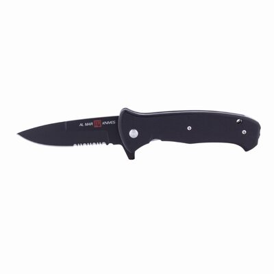 SUNEX AL Mar SERE 2020 G Assisted Open Liner Lock D2 3.6 Inch Matte Black Titanium Finish Combination Edge Talon Blade with G10 Handle Tactical Folding Knive - Black