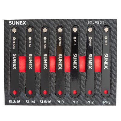 SUNEX Low Profile Diamond Coated Phillips&reg; & Slotted 7 Piece Screwdriver Set in EVA Foam