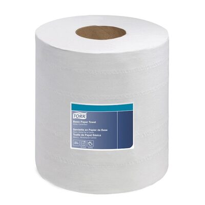 Tork Molnlycke 121202 Soft Centerfeed Hand Towel, 7.8 in Dia x 599.83 ft L x 8-1/4 in W Roll, 610, Recycled Fiber/Paper