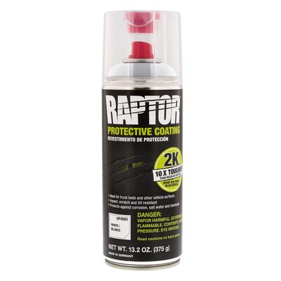 U Pol Products RAPTOR UP4885 2K Bedliner Aerosol, 13.2 oz Aerosol Can, White, 14.5 sq-ft Coverage, 5 to 7 days Curing