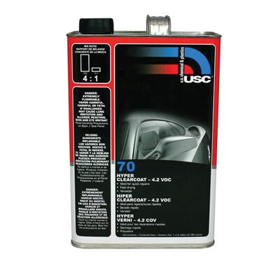 US Chemical 70-1 70 High-Build Hyper Clear Coat, 1 gal, 4:1 Mixing